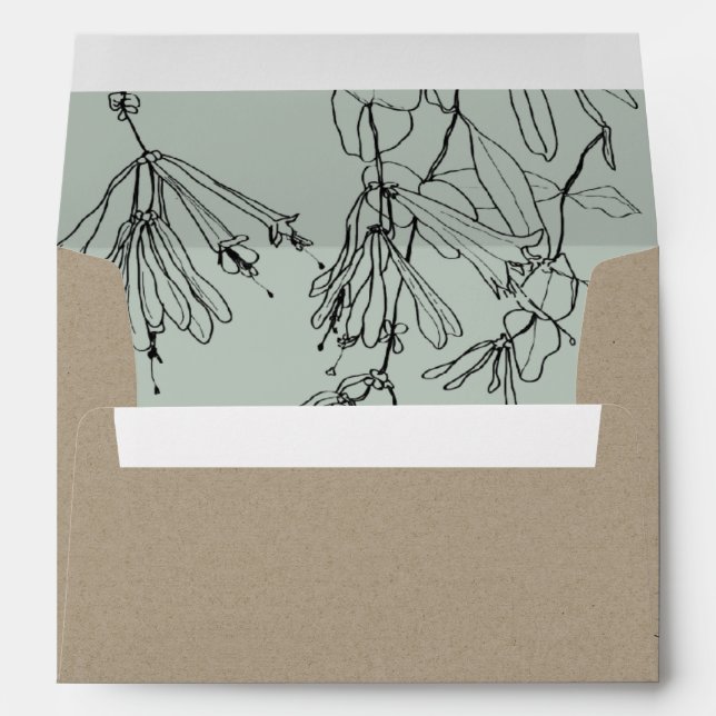 MODERN KRAFT GREY LINE DRAWING FLORAL ADDRESS ENVELOPE (Back (Bottom))
