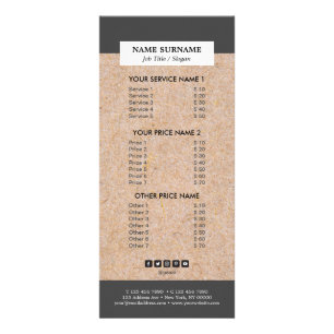 Modern Kraft Marketing Material Price RackCard Rack Card