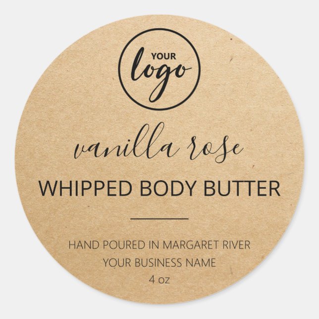 Modern Kraft Paper Body Butter Logo Labels (Front)