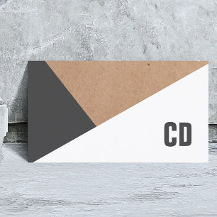 Modern Kraft Paper Grey White Geometric Monogram Business Card