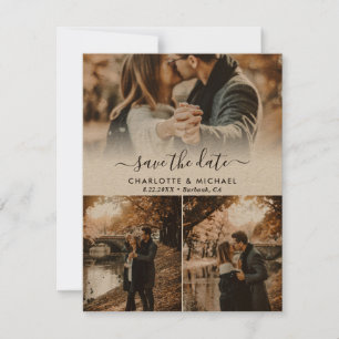 Modern Kraft Paper Wedding Photo Announcement