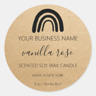 Modern Kraft Rainbow Logo Soy Candle Product Label