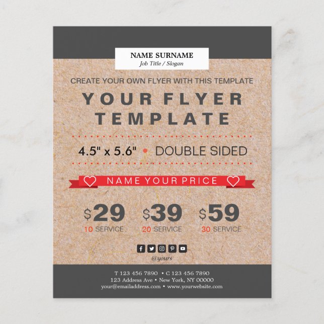 Modern Kraft Stripe Accent 4.5"x5.6" Flyer (Front)