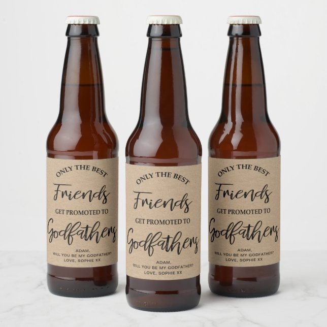 Modern Kraft Texture Godfather Proposal Beer Bottle Label (Bottles)