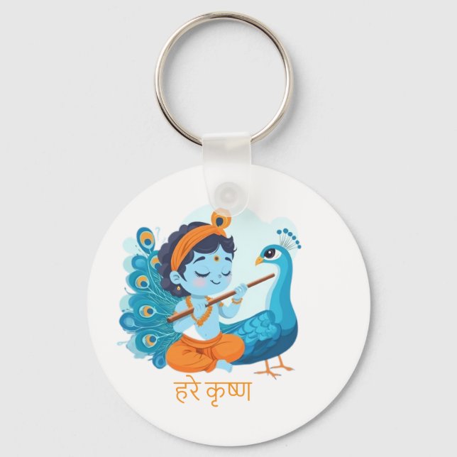 Modern Krishna Print – Blend of Tradition Key Ring (Front)