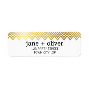 MODERN LABEL chevron pattern cute gold foil black Return Address Label