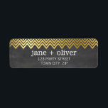 MODERN LABEL chevron pattern gold foil chalkboard Return Address Label<br><div class="desc">NOTE - the gold foil image is a printed picture Adhere to the back of your envelopes as a classy, personalised return address label. Setup as a template it is simple for you to add your own details, or hit the customise button and you can add or change text, fonts,...</div>