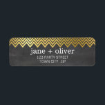 MODERN LABEL chevron pattern gold foil chalkboard Return Address Label<br><div class="desc">NOTE - the gold foil image is a printed picture Adhere to the back of your envelopes as a classy, personalised return address label. Setup as a template it is simple for you to add your own details, or hit the customise button and you can add or change text, fonts,...</div>