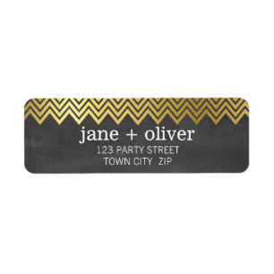 MODERN LABEL chevron pattern gold foil chalkboard Return Address Label