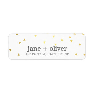 MODERN LABEL geo triangle confetti cute shiny gold Return Address Label