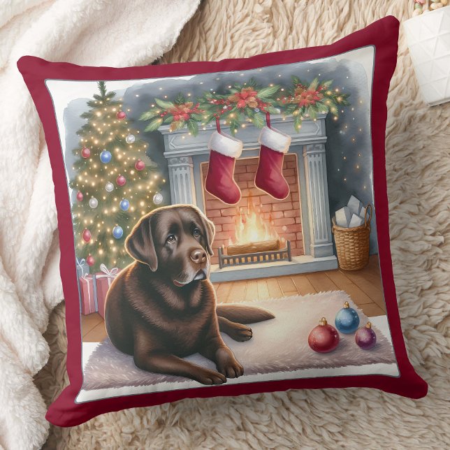 Modern Labrador Retriever Dog Christmas Holiday Cushion (Creator Uploaded)