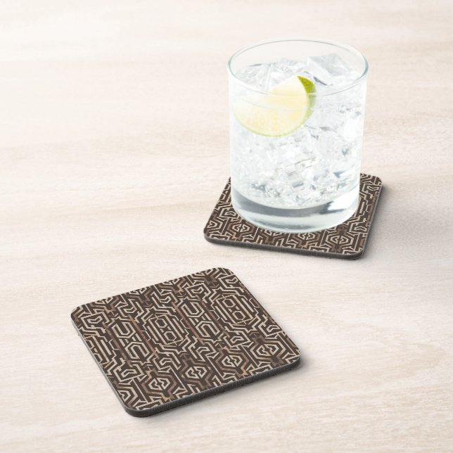 Modern Labyrinth No. 3 Geometric Luxury Coaster (Right Side)