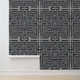 Modern Labyrinth: Sleek Geometric Art Deco Wallpaper