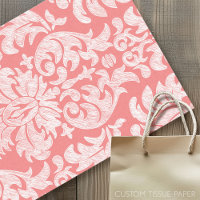 Modern Lace Damask Pattern - Coral and Grey
