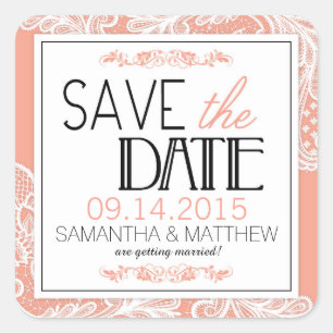Modern Lace Save the Date Label
