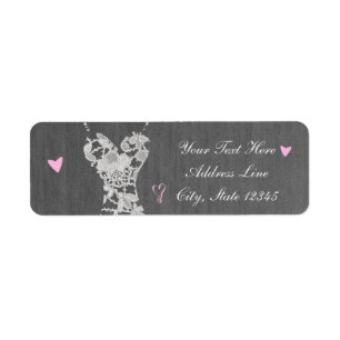 Modern Lace Wedding Dress Grey Chic Bridal Shower Return Address Label