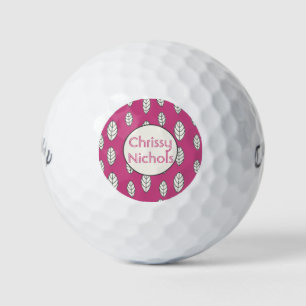 Modern Ladies Hot Pink Personalised Golf Balls