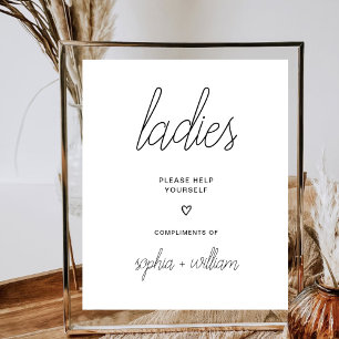 Modern Ladies Room Minimalist Wedding Bathroom Poster
