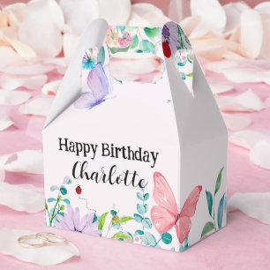 Modern Ladybug Butterfly colourful flower Birthday Favour Box