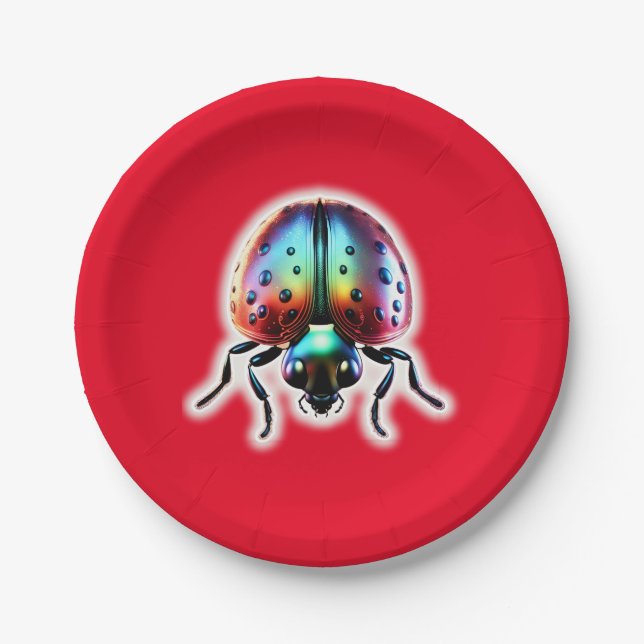 Modern Ladybug  Paper Plate (Front)