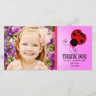 Modern Ladybug Personalised Thank You Card
