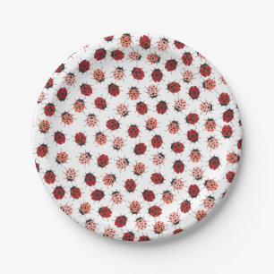 Modern Ladybugs in Red and Pink Paper Plate