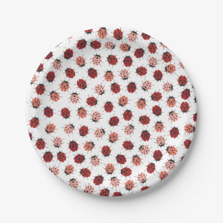Modern Ladybugs in Red and Pink Paper Plate
