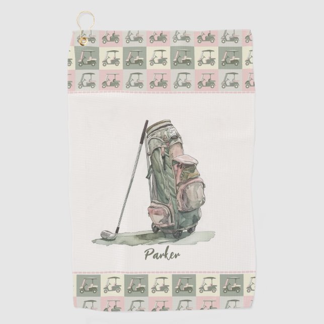 Modern Lady's Golf Bag Monogrammed  Towel (Front)