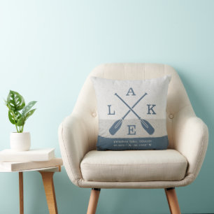 Modern Lake House Coordinates Custom Cushion