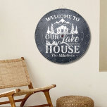 Modern Lake House Family Name Dartboard<br><div class="desc">Elevate your game room or outdoor space with our Modern Lake House Family Name Dart Board, merging stylish design with personalised touches for a unique and engaging experience. Ideal Uses: Game Rooms: Perfect for enhancing your game room or entertainment area with a stylish and personalised dart board that invites fun...</div>