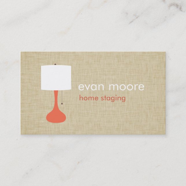 Modern Lamp Home Staging Business Card - linen (Front)