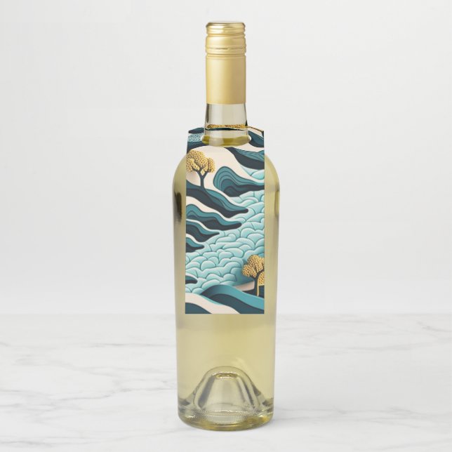 Modern Landscape Bottle Tag (On Bottle)