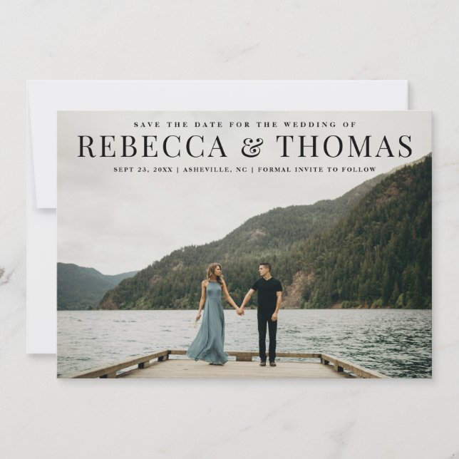 Modern landscape photo wedding save the date (Front)
