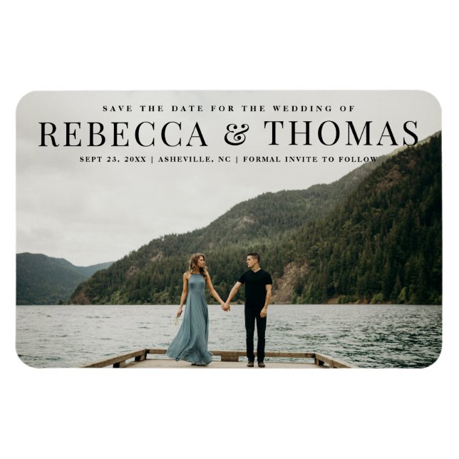 Modern landscape photo wedding save the date magnet (Horizontal)