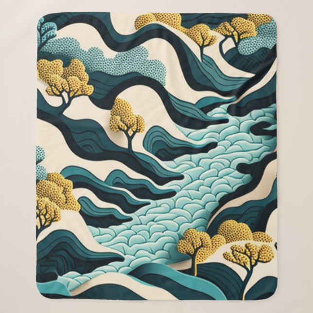 Modern Landscape Sherpa Blanket (Front)