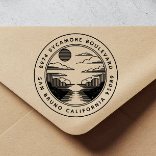 Modern Landscape Wooden Return Address Stamp