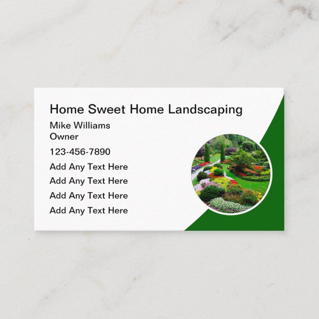 Modern Landscaping Business Cards Design Template (Front)