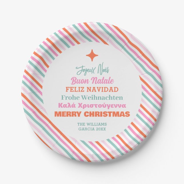 Modern Languages Family Merry Christmas  Paper Plate (Front)