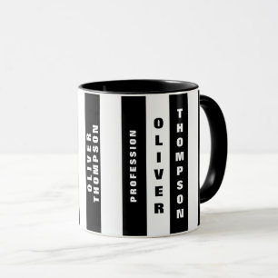 Modern Large Black Stripes Elegant Mug