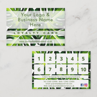 Modern large green palm leaf design Loyalty Business Card