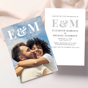 Modern Large Monogram Initials Photo Save The Date