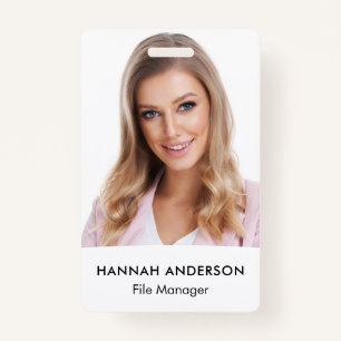 Modern Large Photo Employee QR ID Badge