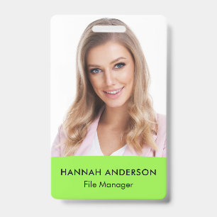 Modern Large Photo Employee QR ID Badge