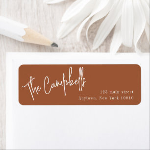 Modern Large Print Terracotta Return Address Label