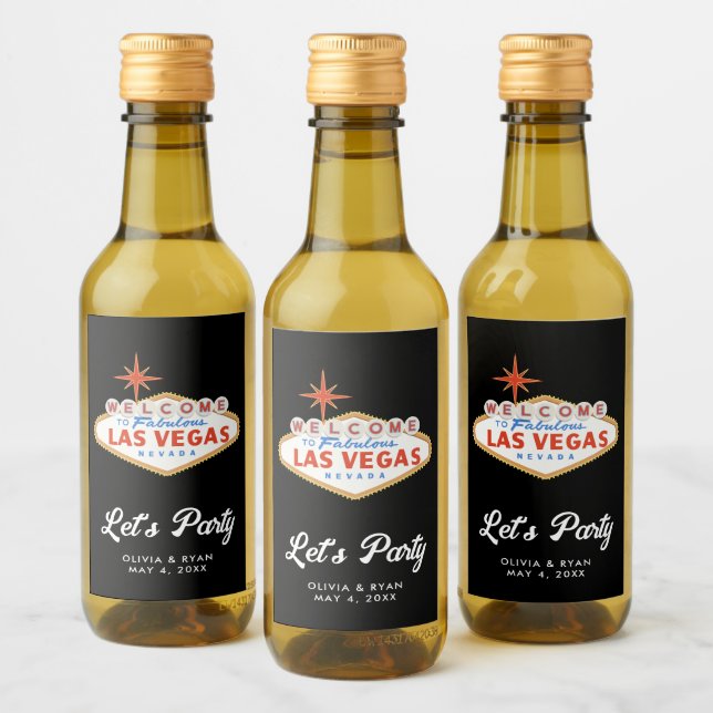Modern Las Vegas Wedding Mini Wine Label (Bottles)