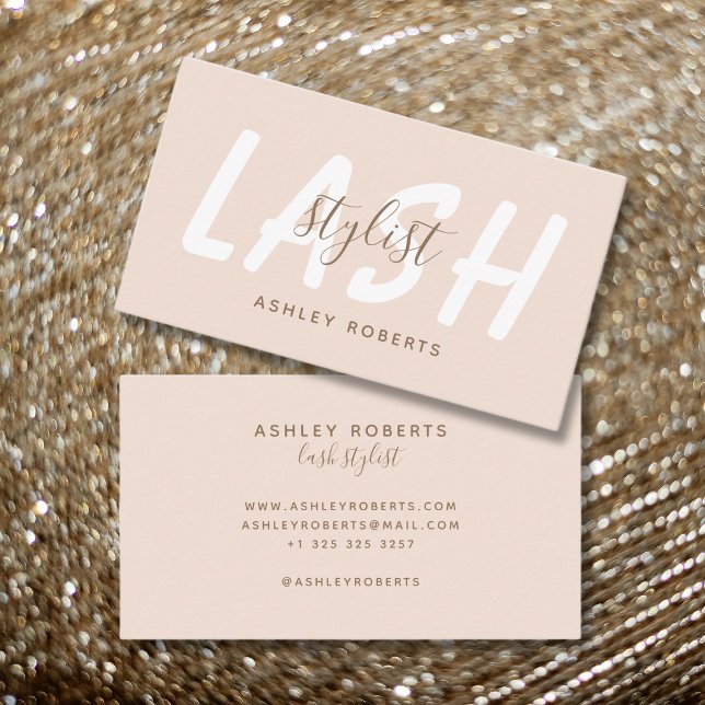Modern lash stylist light blush business card (Creator Uploaded)