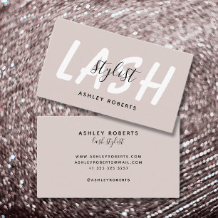 Modern lash stylist tan business card