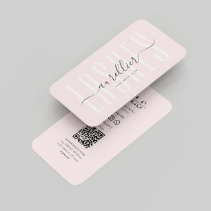 Modern Lashes Brows Beautician Monogram Pink Business Card