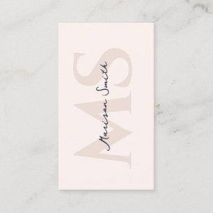 Modern Lashes Makeup Artist Pastel Pink Monogram B Business Card