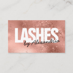 Modern Lashes Rose Gold Glitter Sparkle Eyelashes Business Card